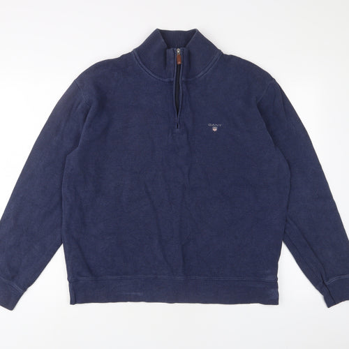 GANT Mens Blue Cotton Pullover Sweatshirt Size XL - 1/2 Zip