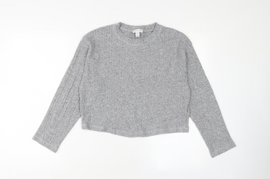 Topshop Womens Grey Crew Neck Polyester Pullover Jumper Size 10