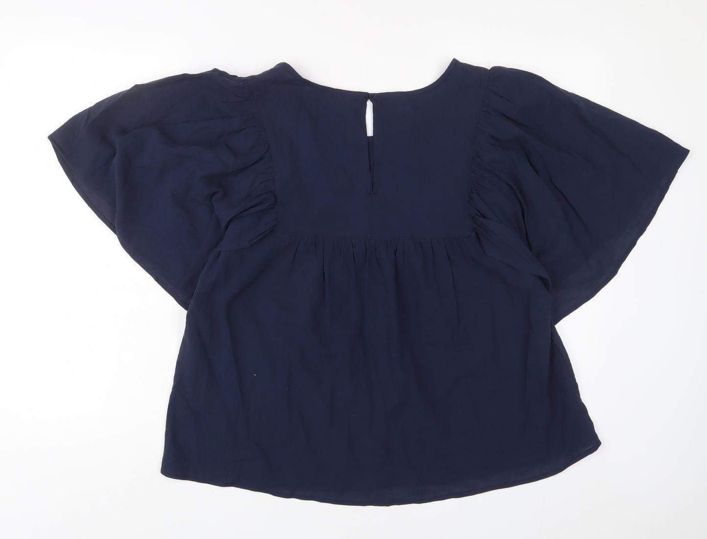 Marks and Spencer Womens Blue Cotton Basic Blouse Size 14 Crew Neck