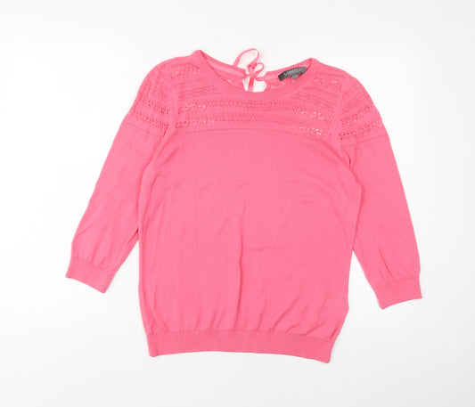 Limited Collection Womens Pink Crew Neck Cotton Pullover Jumper Size 14