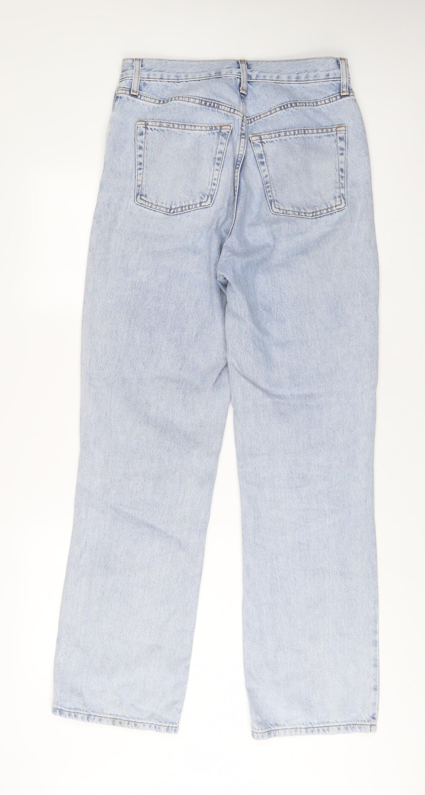 Topshop Womens Blue Cotton Straight Jeans Size 10 L32 in Regular Button