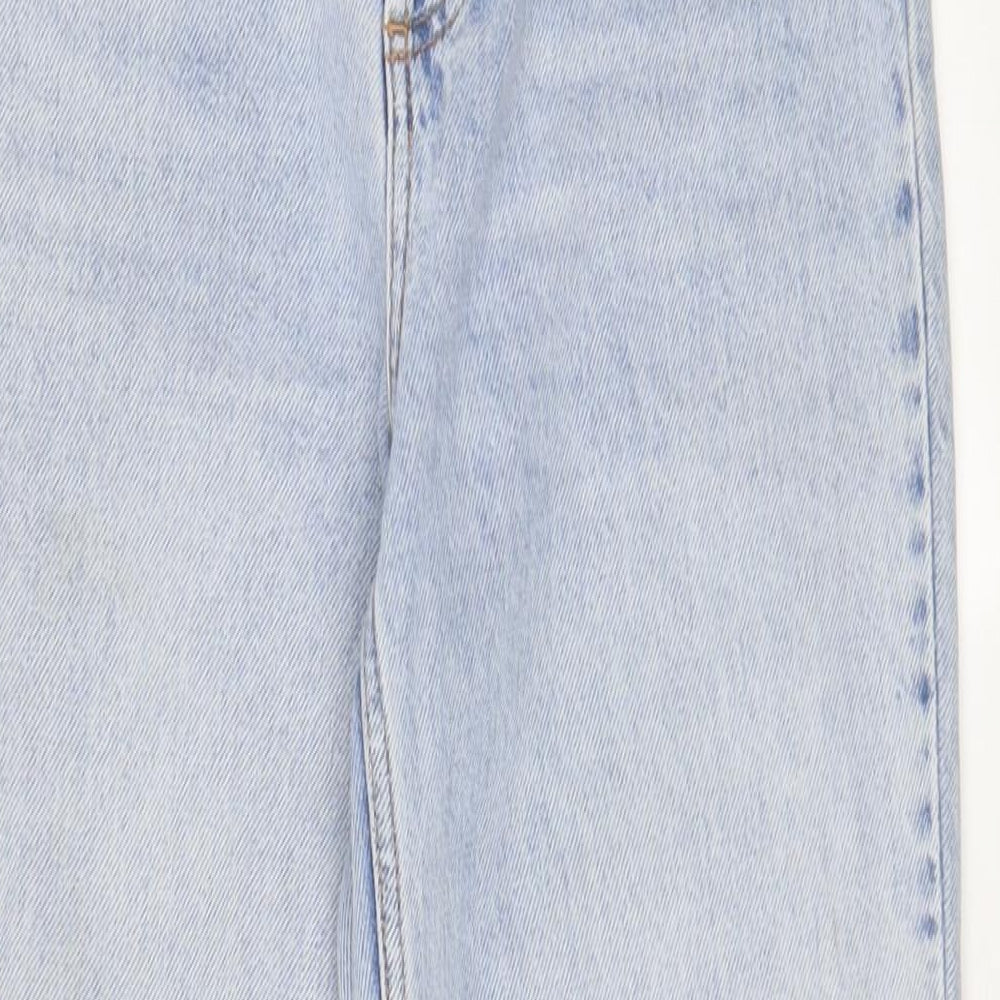 Topshop Womens Blue Cotton Straight Jeans Size 10 L32 in Regular Button