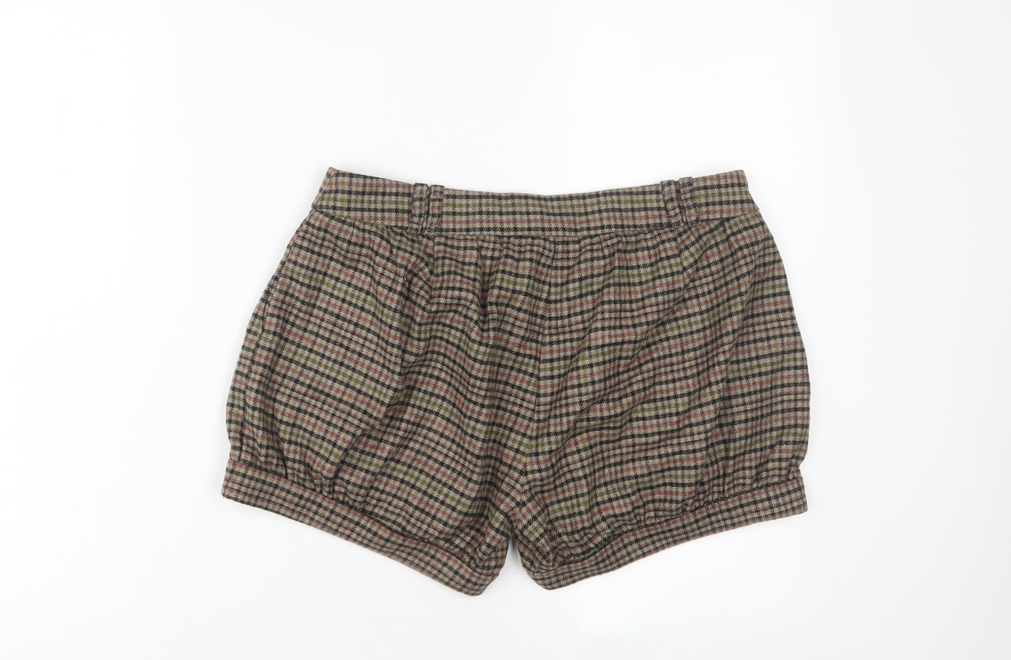 TOPHOP Womens Brown Plaid Wool Basic Shorts Size 10 L3 in Regular Hook & Eye