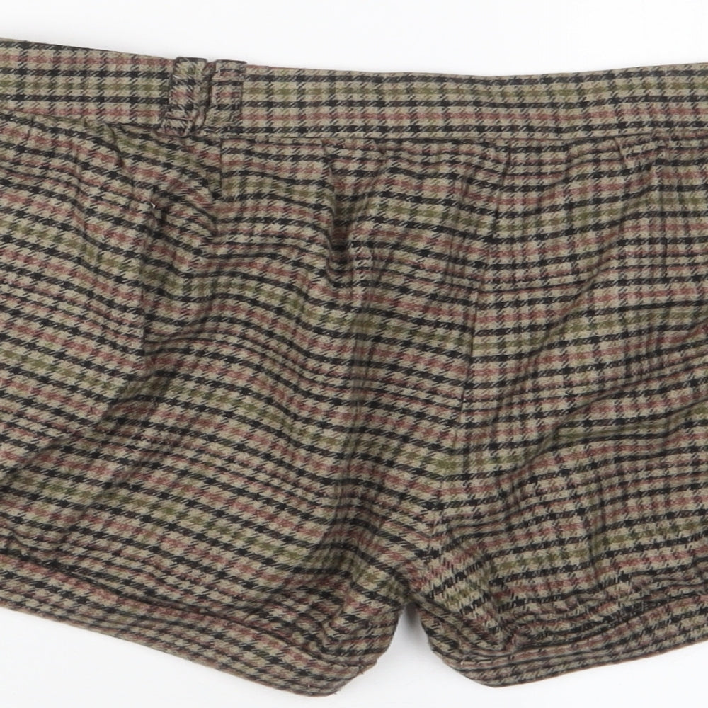 TOPHOP Womens Brown Plaid Wool Basic Shorts Size 10 L3 in Regular Hook & Eye