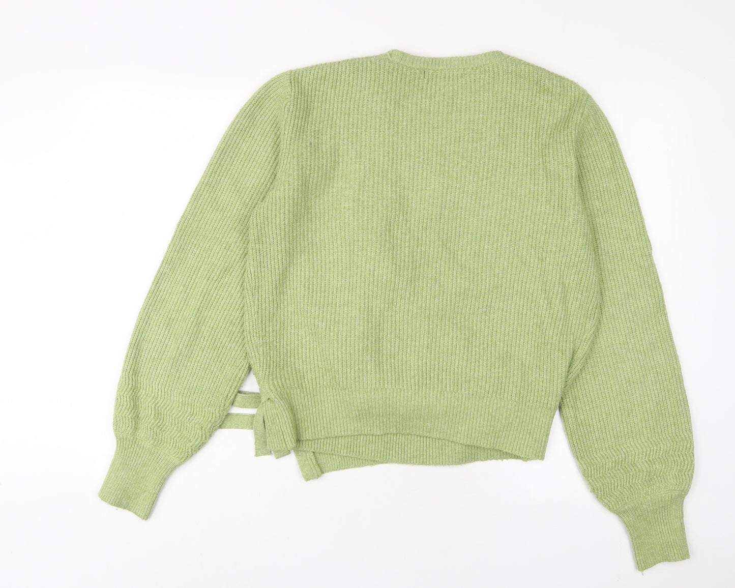 Marks and Spencer Womens Green V-Neck Cotton Pullover Jumper Size S