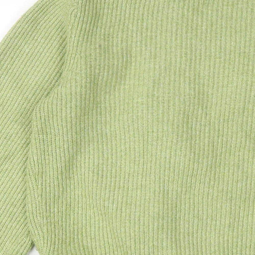 Marks and Spencer Womens Green V-Neck Cotton Pullover Jumper Size S