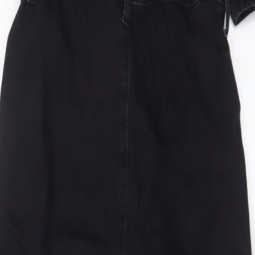 Denim & Co. Womens Black Cotton Jumpsuit One-Piece Size 6 L28 in Button - Belted