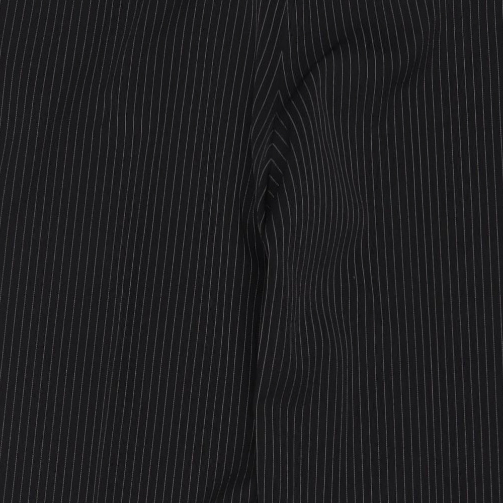 South Womens Black Striped Polyester Trousers Size 18 L30 in Regular Button