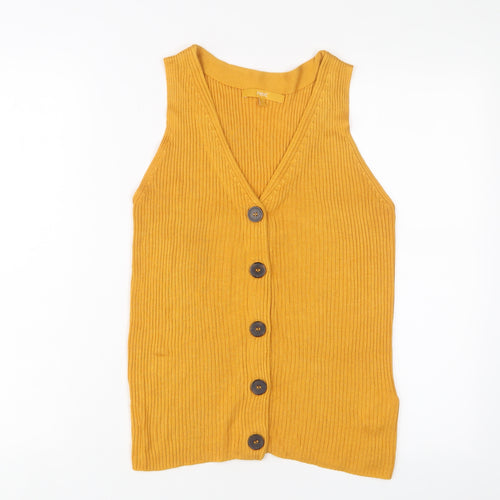 NEXT Womens Yellow V-Neck Viscose Cardigan Jumper Size 12