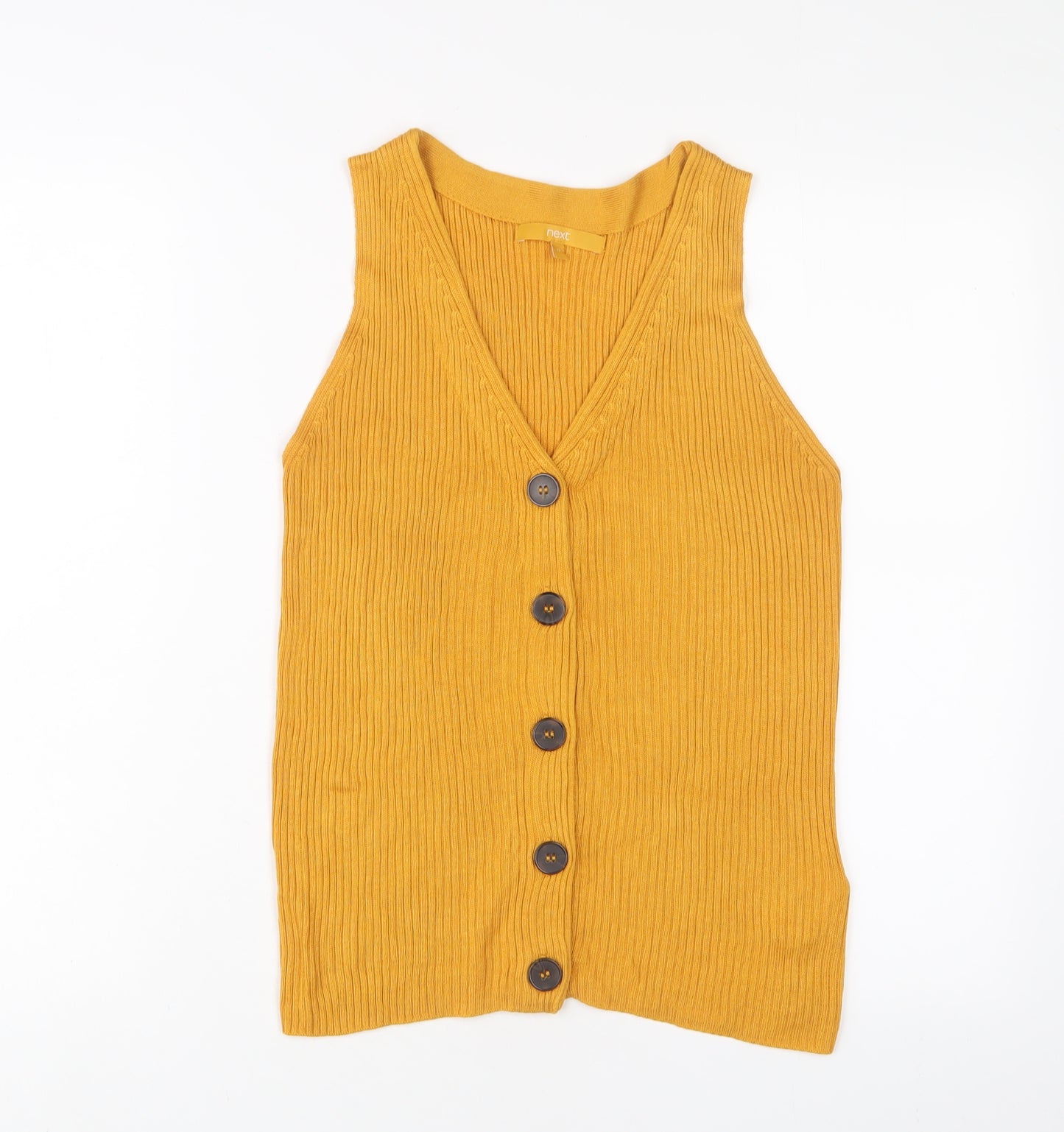 NEXT Womens Yellow V-Neck Viscose Cardigan Jumper Size 12