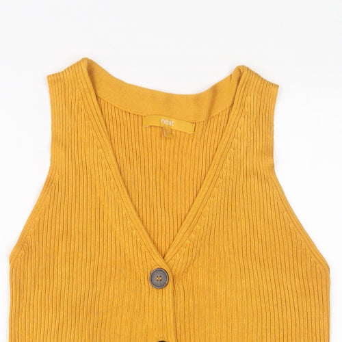 NEXT Womens Yellow V-Neck Viscose Cardigan Jumper Size 12