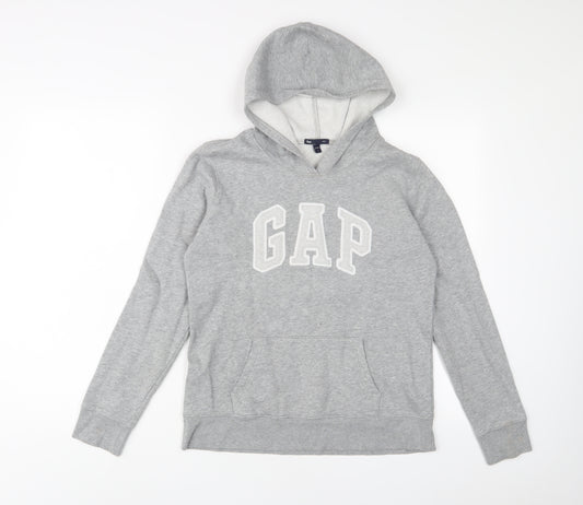 Gap Womens Grey Cotton Pullover Hoodie Size S Pullover - Logo, Embroidered