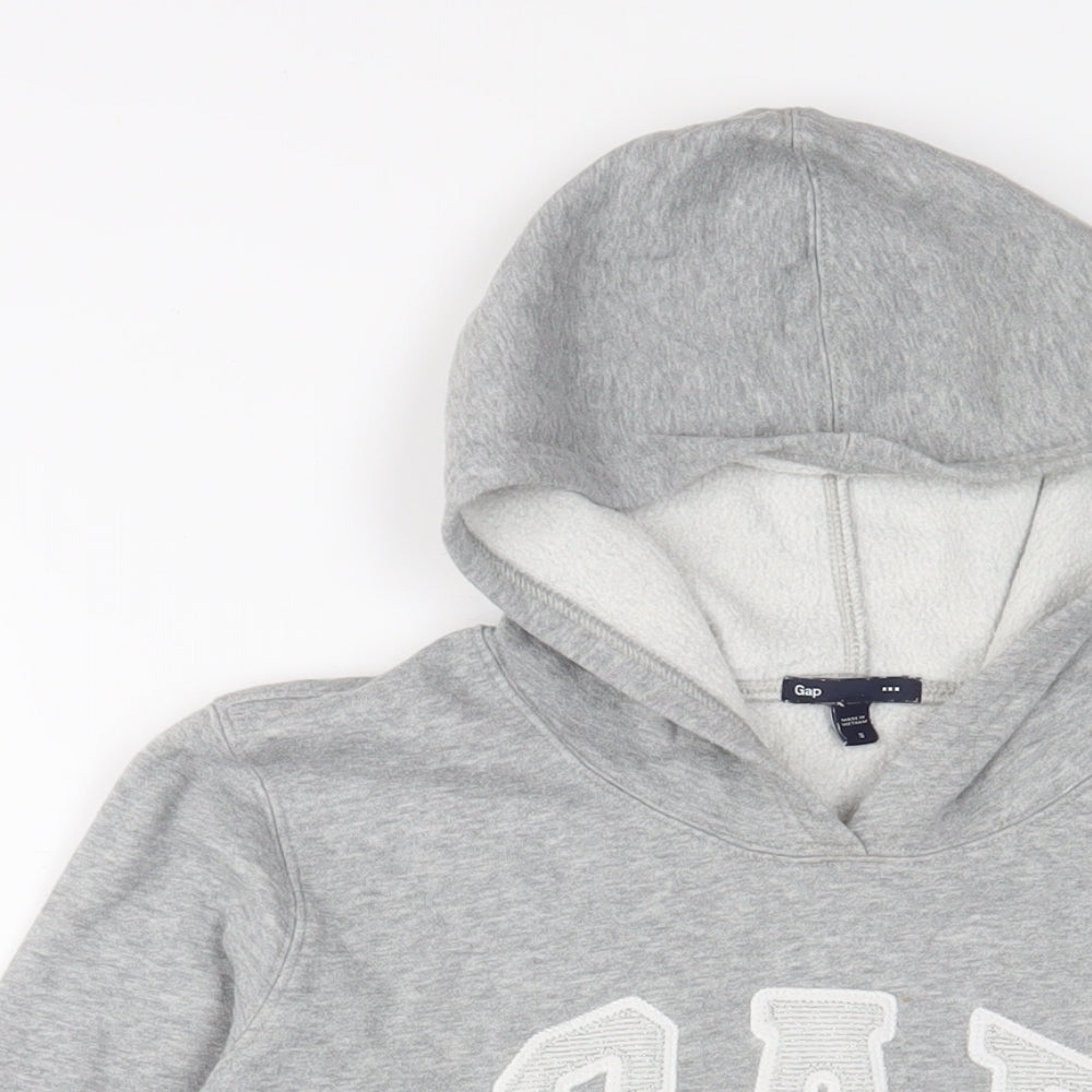 Gap Womens Grey Cotton Pullover Hoodie Size S Pullover - Logo, Embroidered