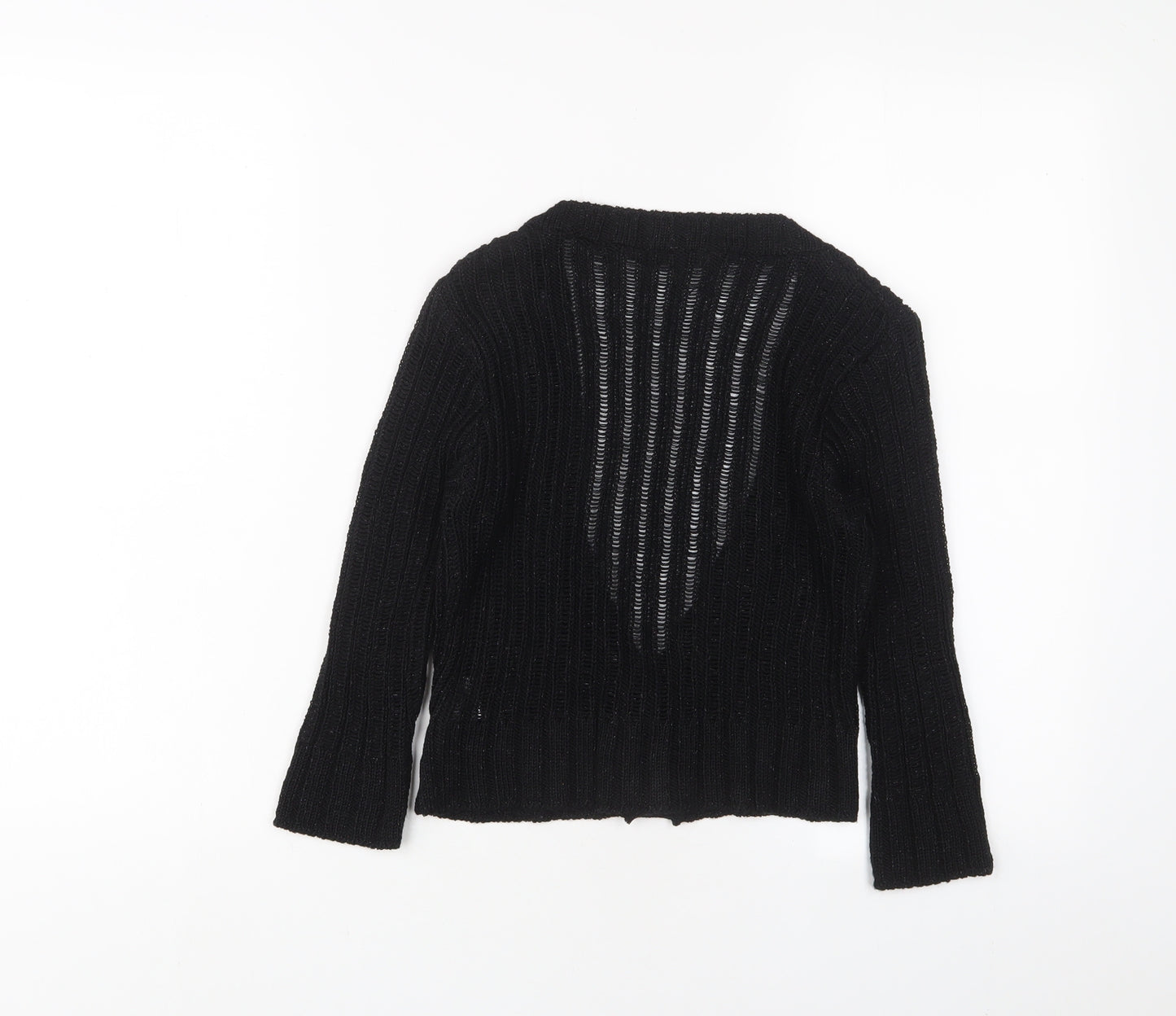 Exhibit Womens Black V-Neck Acrylic Cardigan Jumper Size S