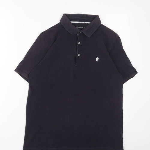 French Connection Mens Blue Cotton Polo Size M Collared Button