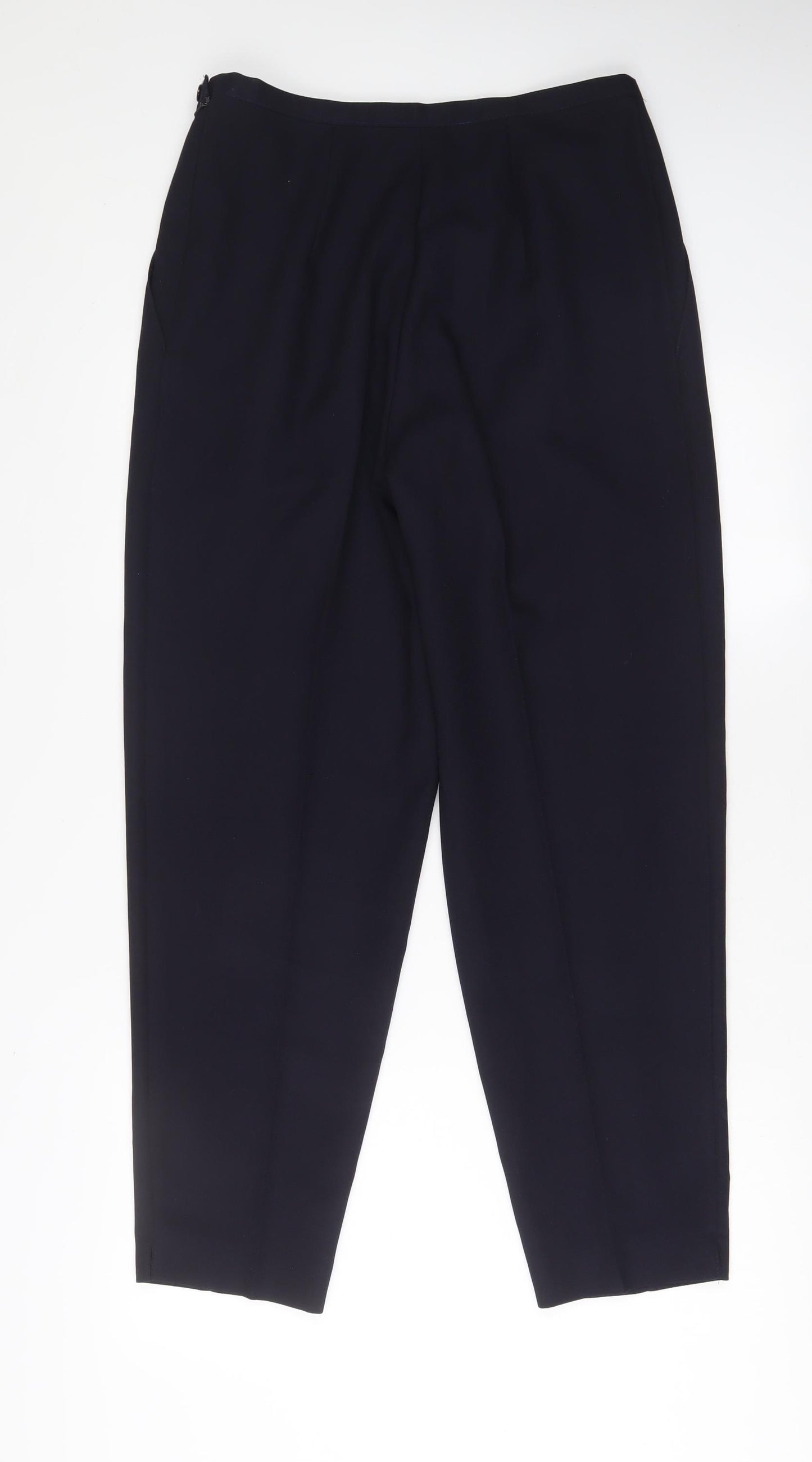 Marks and Spencer Womens Blue Polyester Trousers Size 16 L28 in Regular Zip