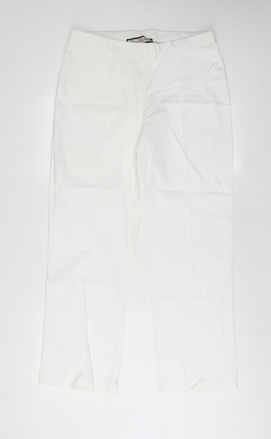 Paco Boutique Womens White Cotton Trousers Size 14 L30 in Regular