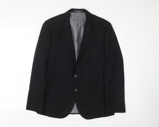 Ben Sherman Mens Black Polyester Jacket Suit Jacket Size 40 Regular