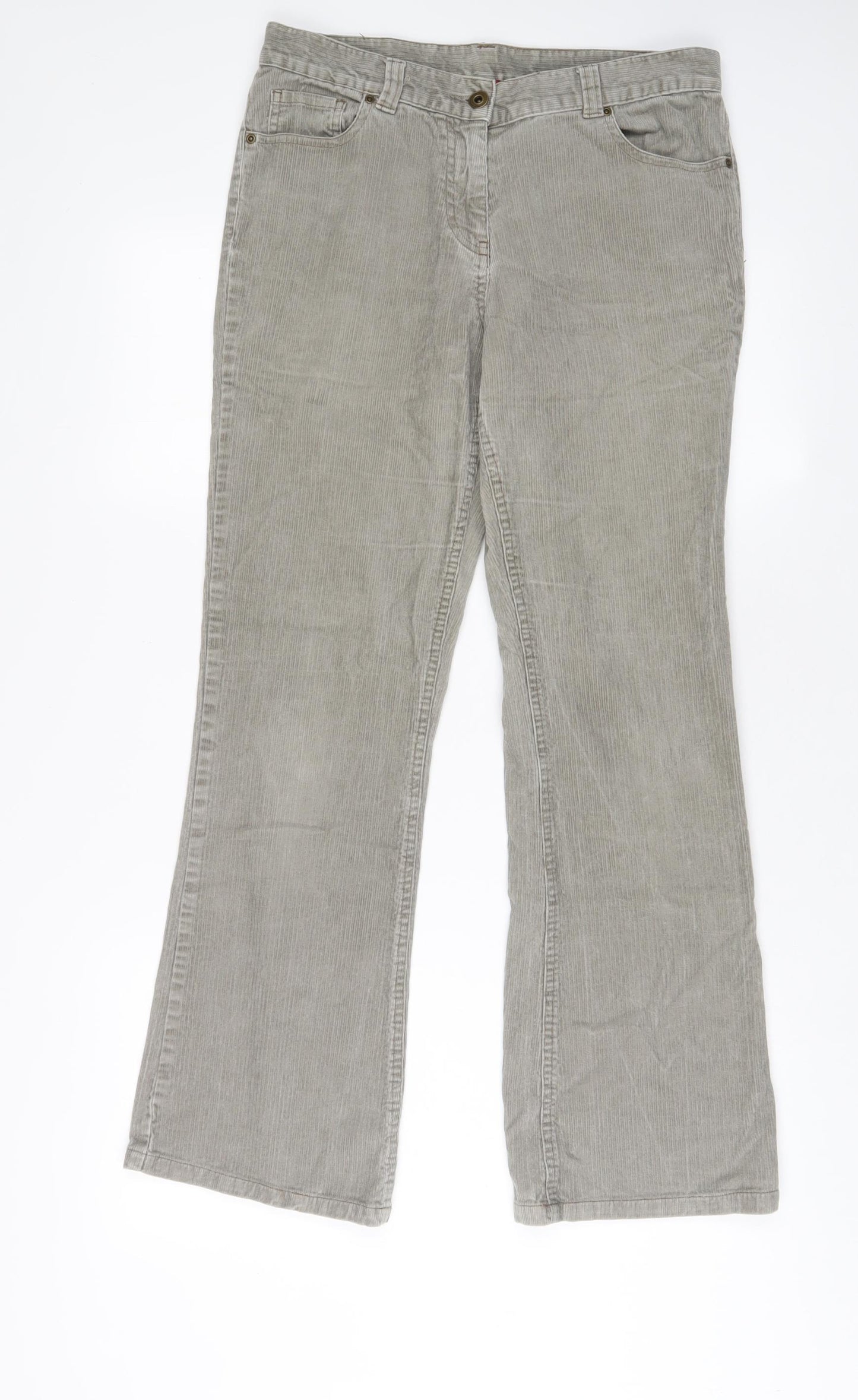 Monsoon Womens Grey Cotton Trousers Size 10 L30 in Regular Zip