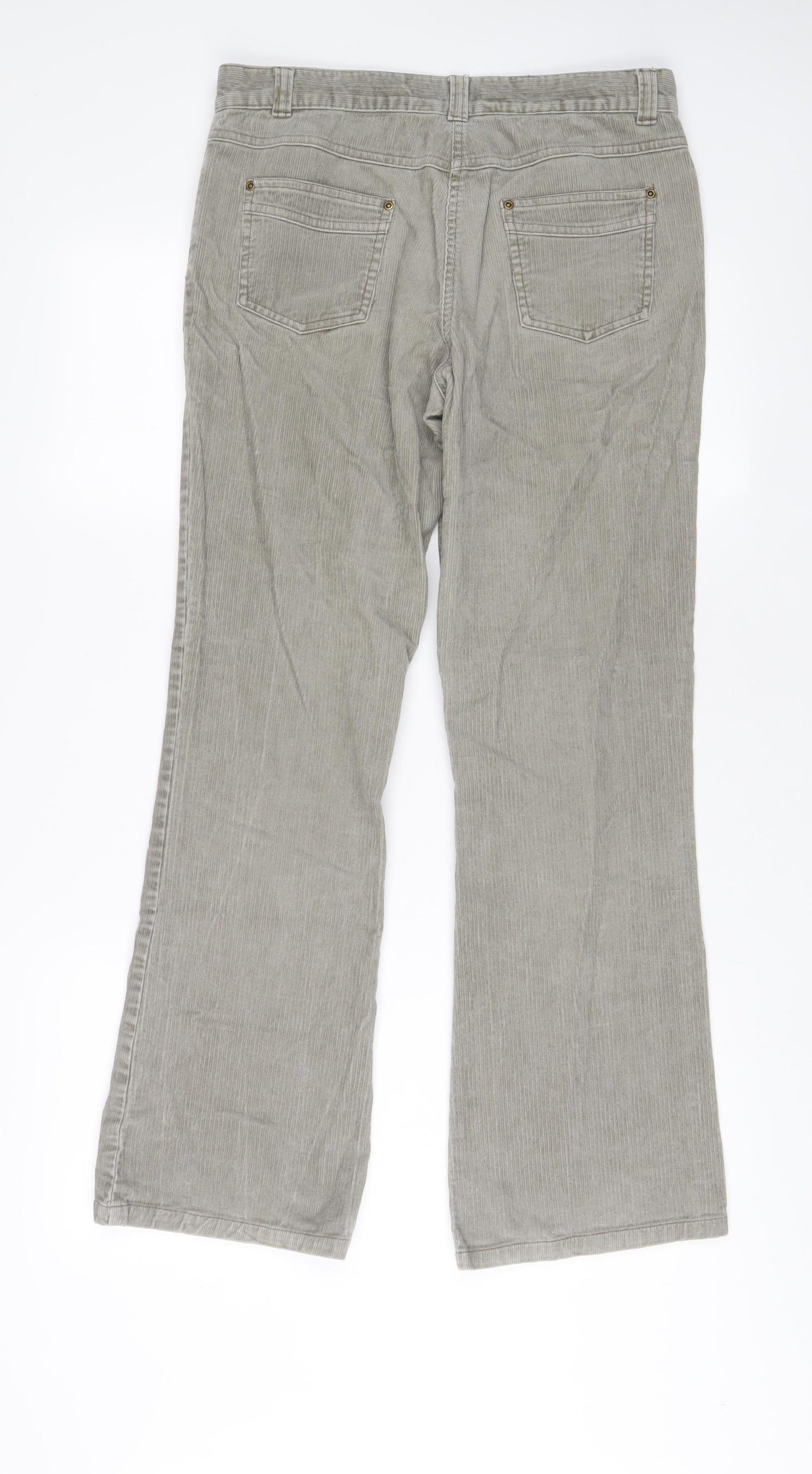 Monsoon Womens Grey Cotton Trousers Size 10 L30 in Regular Zip