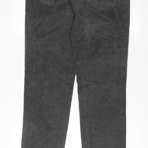 Marks and Spencer Womens Grey Cotton Trousers Size 16 L29 in Regular Zip