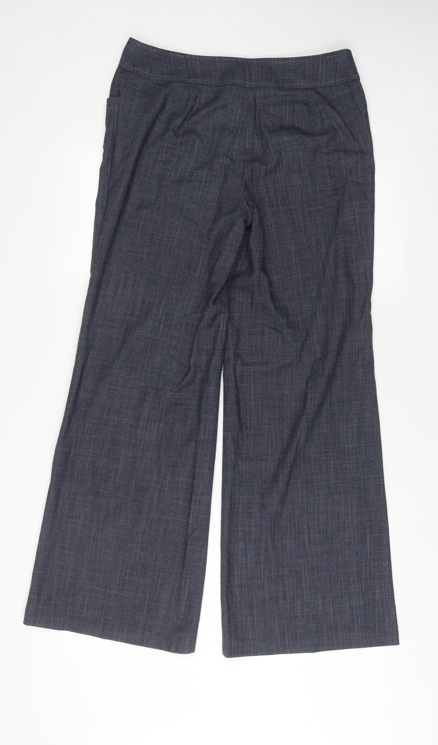 NEXT Womens Blue Polyester Trousers Size 10 L31 in Regular Zip