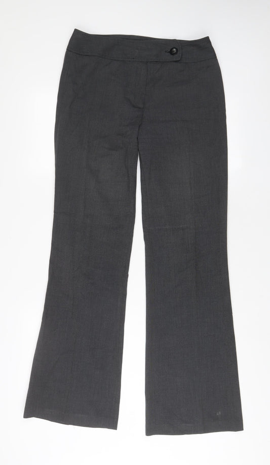 NEXT Womens Grey Polyester Trousers Size 10 L33 in Regular Zip