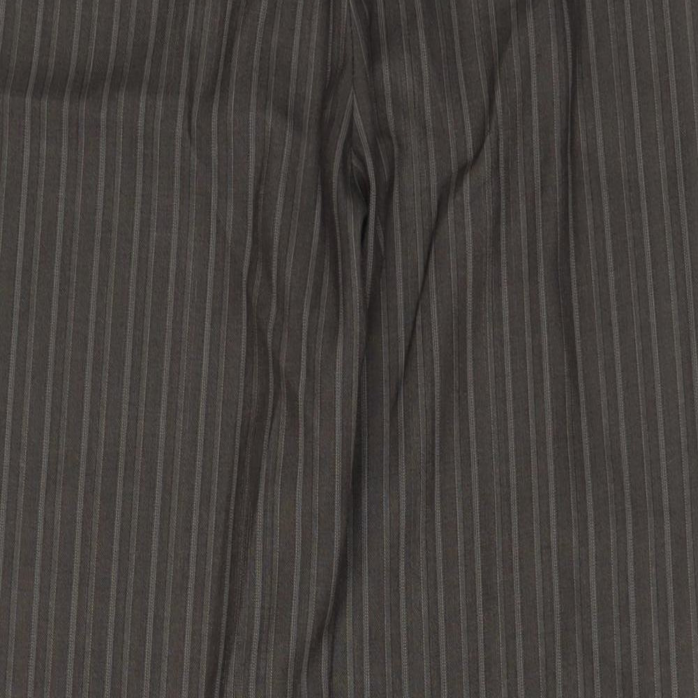 NEXT Womens Brown Striped Polyester Trousers Size 10 L31 in Regular Zip