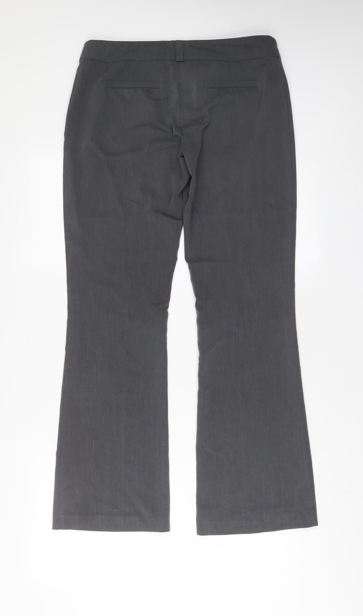 Topshop Womens Grey Polyester Trousers Size 10 L30 in Regular Hook & Eye