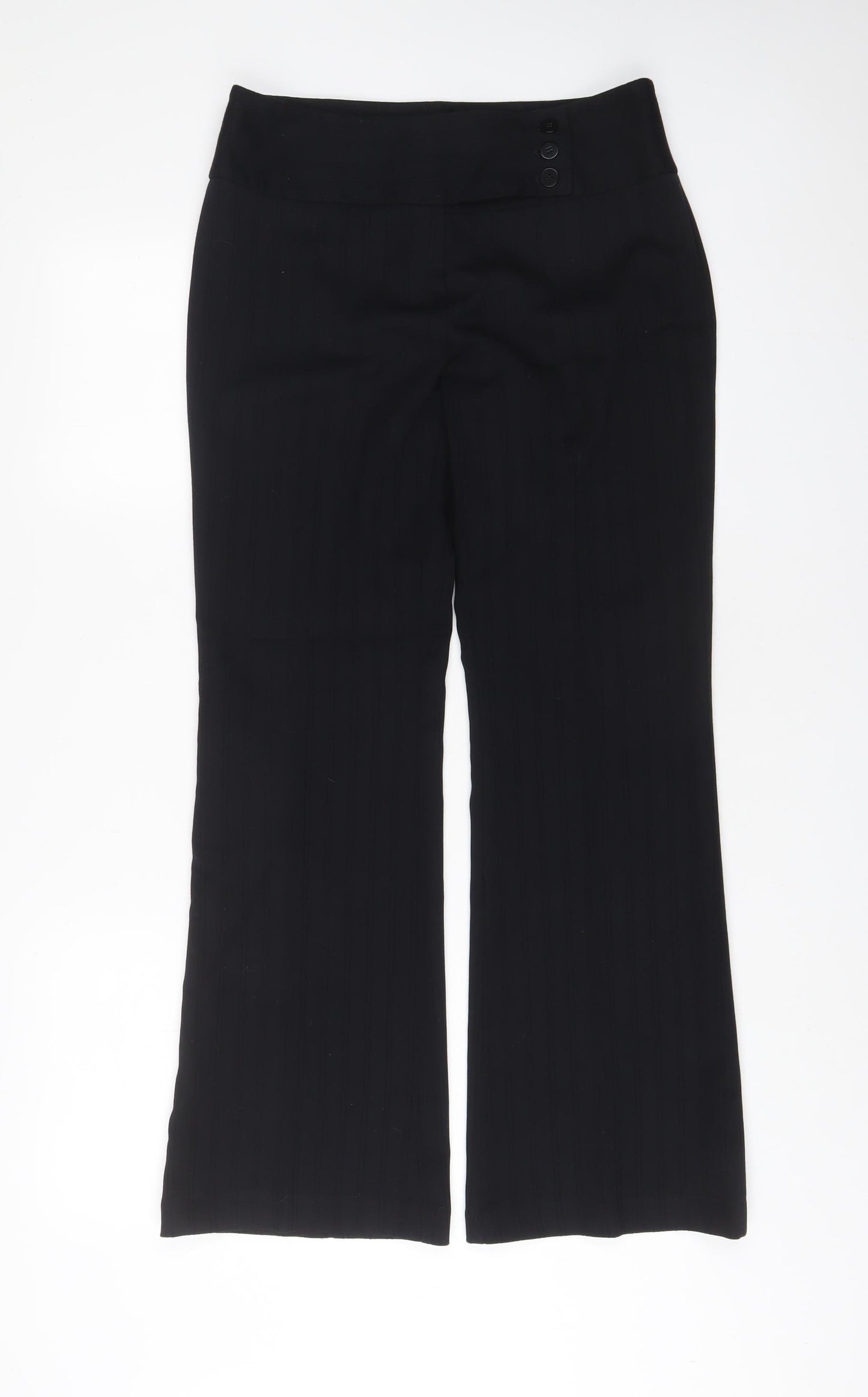 NEXT Womens Black Polyester Trousers Size 10 L30 in Regular Zip