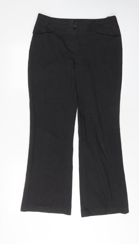 Marks and Spencer Womens Grey Polyester Trousers Size 12 L30 in Regular Zip