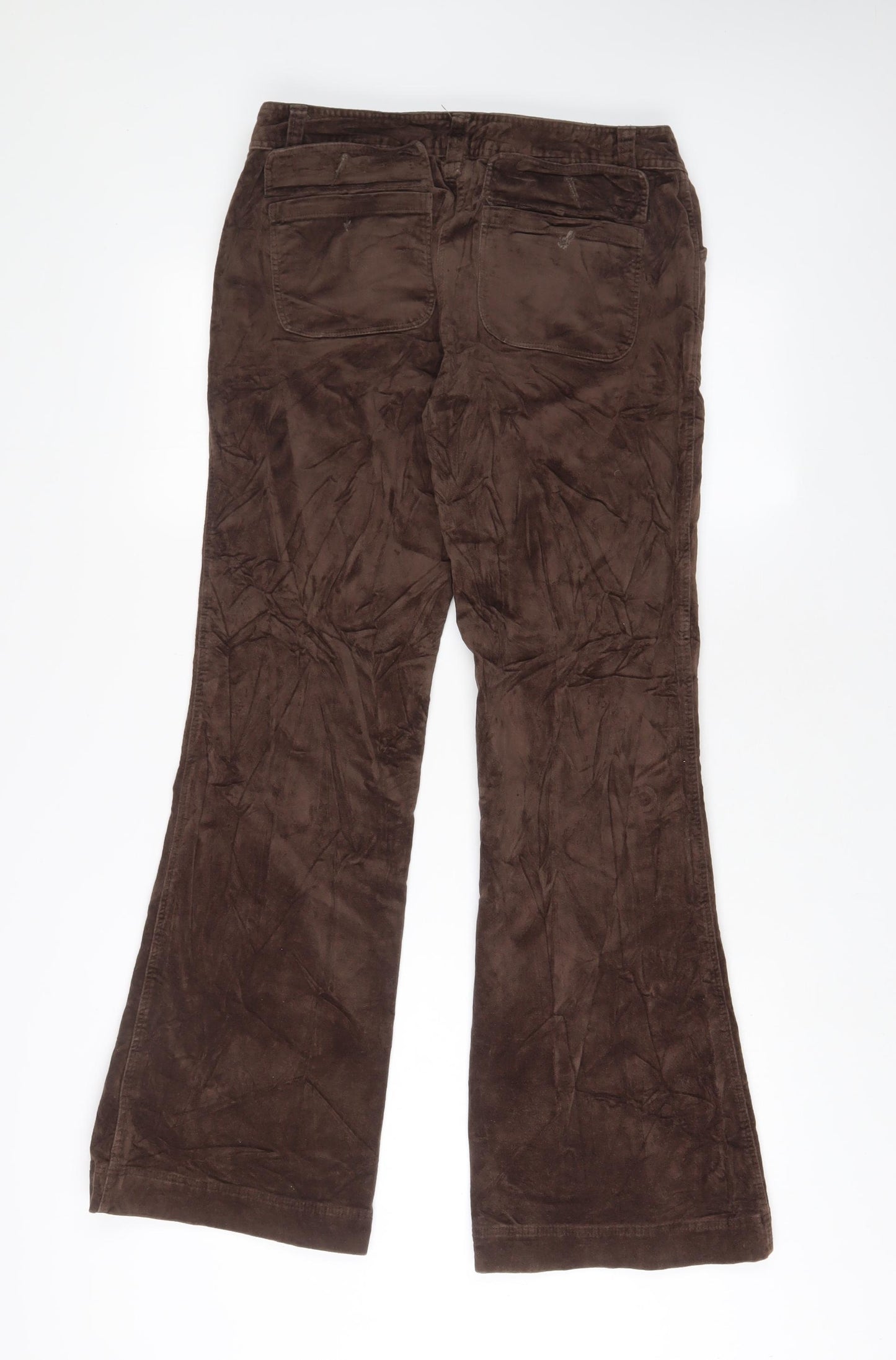 Warehouse Womens Brown Cotton Trousers Size 10 L31 in Regular Zip