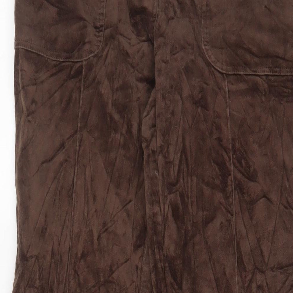 Warehouse Womens Brown Cotton Trousers Size 10 L31 in Regular Zip