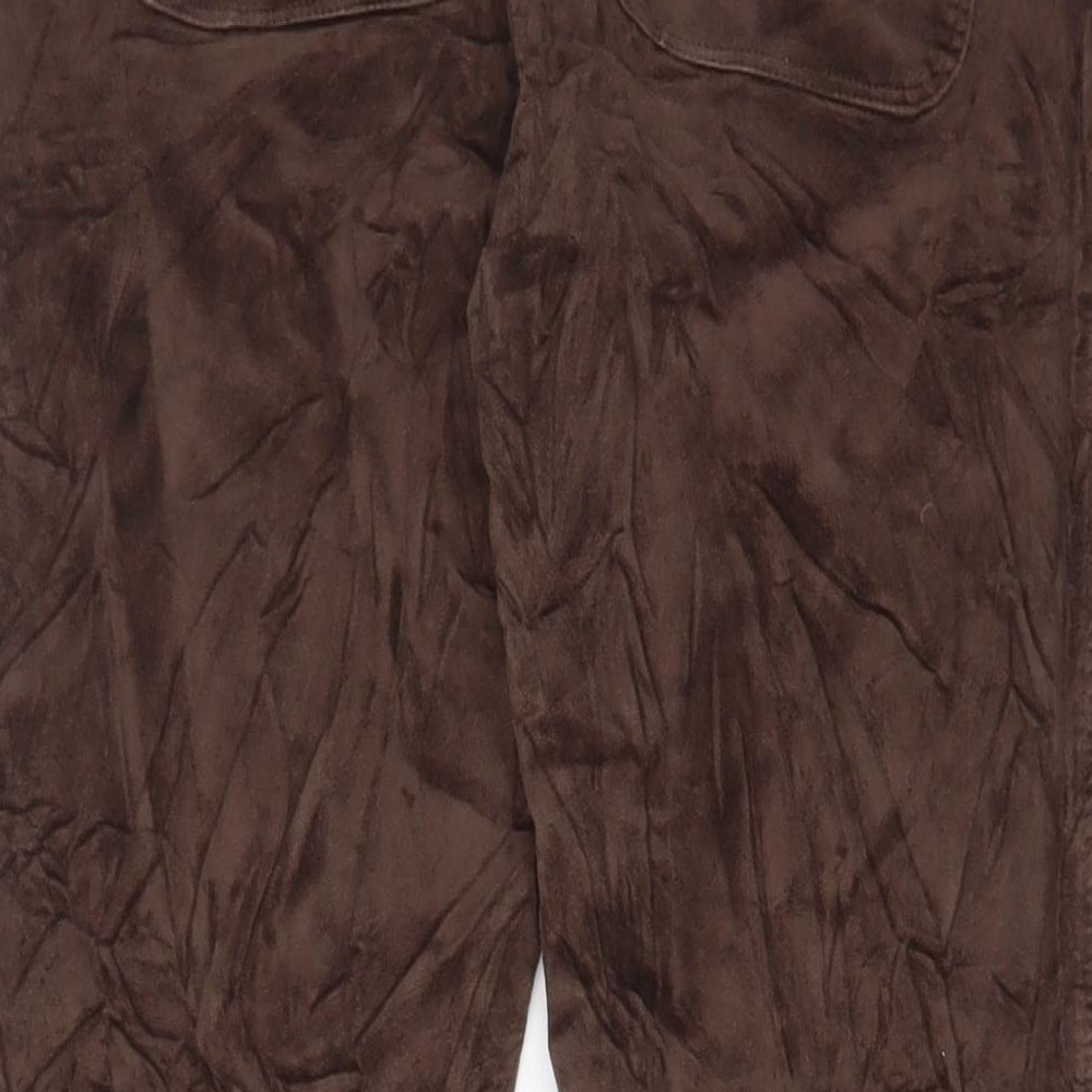 Warehouse Womens Brown Cotton Trousers Size 10 L31 in Regular Zip