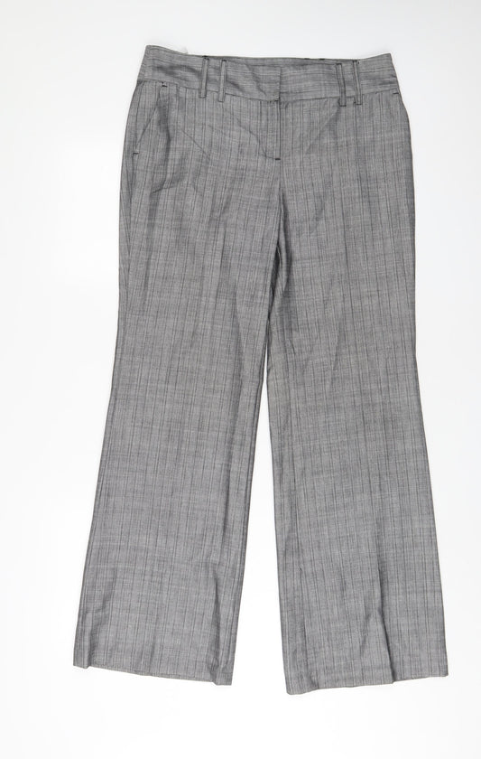 NEXT Womens Grey Polyester Trousers Size 12 L31 in Regular Hook & Eye