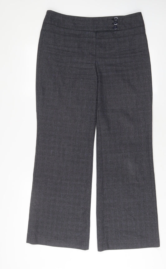 NEXT Womens Grey Polyester Trousers Size 12 L30 in Regular Zip