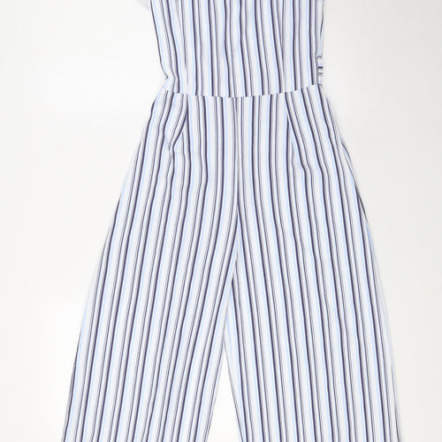 Quiz Womens Blue Striped Polyester Jumpsuit One-Piece Size 6 L24 in