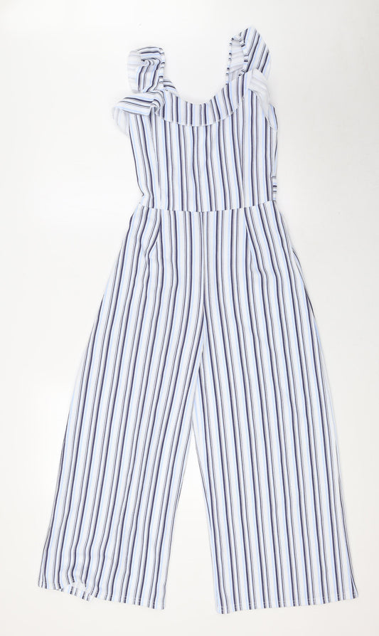 Quiz Womens Blue Striped Polyester Jumpsuit One-Piece Size 6 L24 in