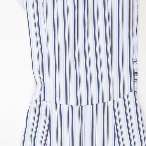 Quiz Womens Blue Striped Polyester Jumpsuit One-Piece Size 6 L24 in