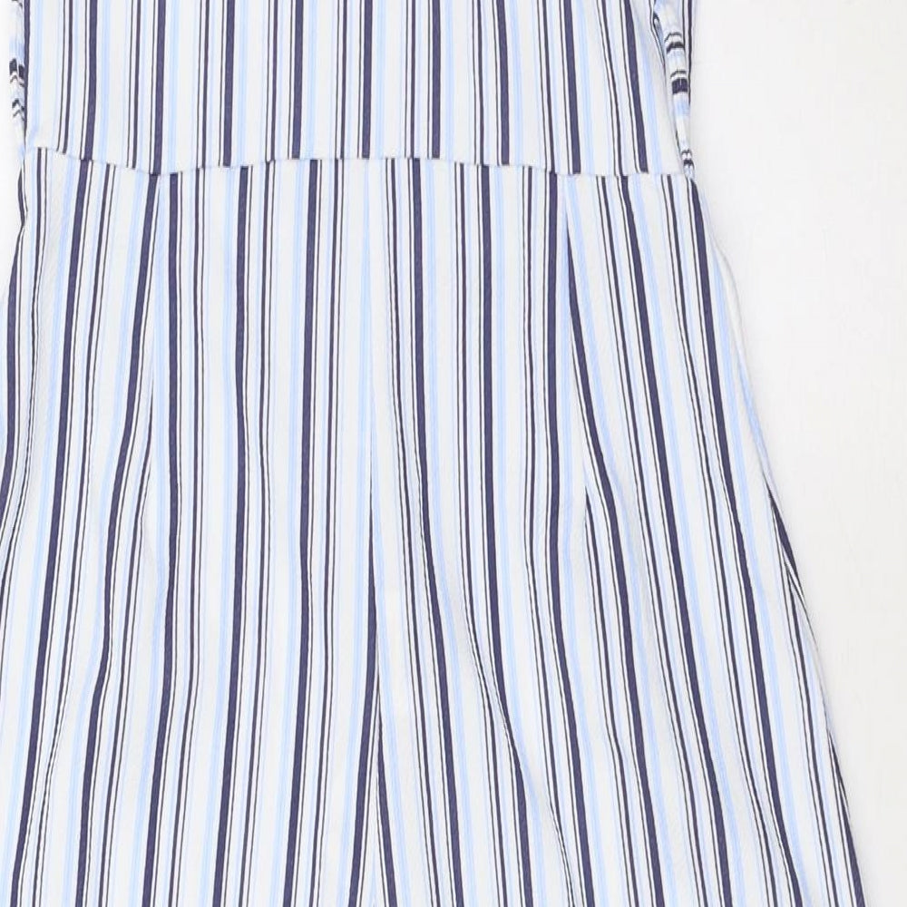 Quiz Womens Blue Striped Polyester Jumpsuit One-Piece Size 6 L24 in