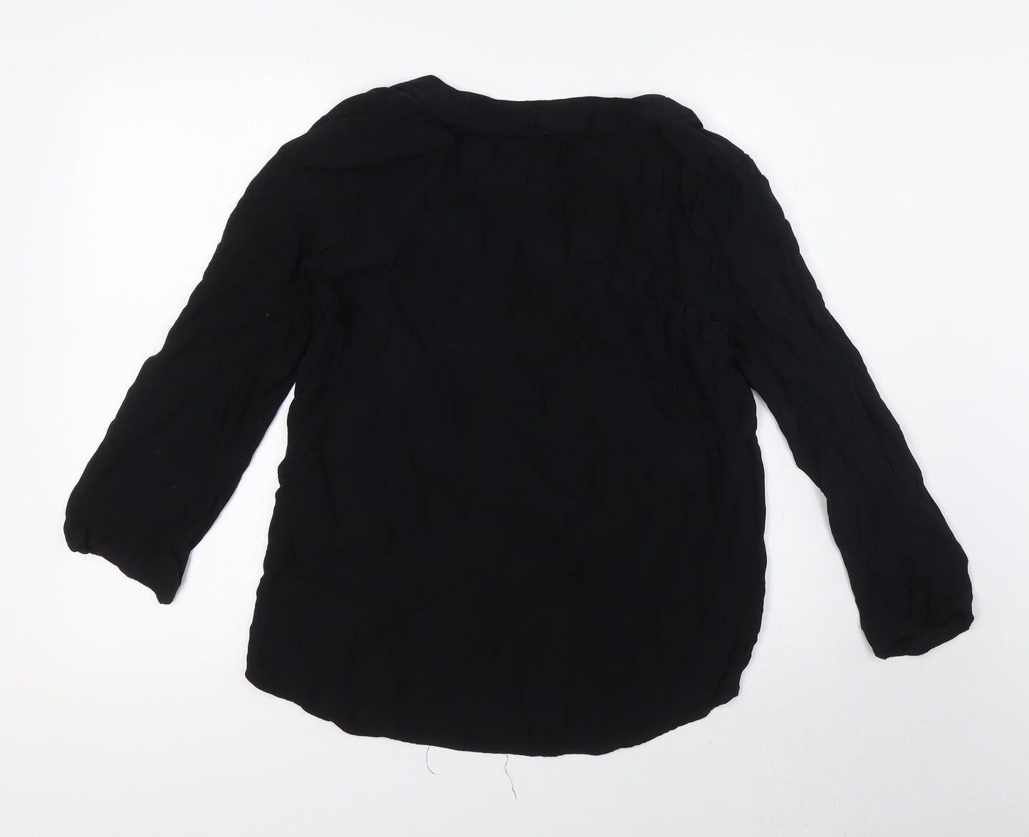 Zara Womens Black Viscose Basic Blouse Size M V-Neck