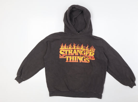 Pull&Bear Mens Brown Cotton Pullover Hoodie Size S - Stranger Things