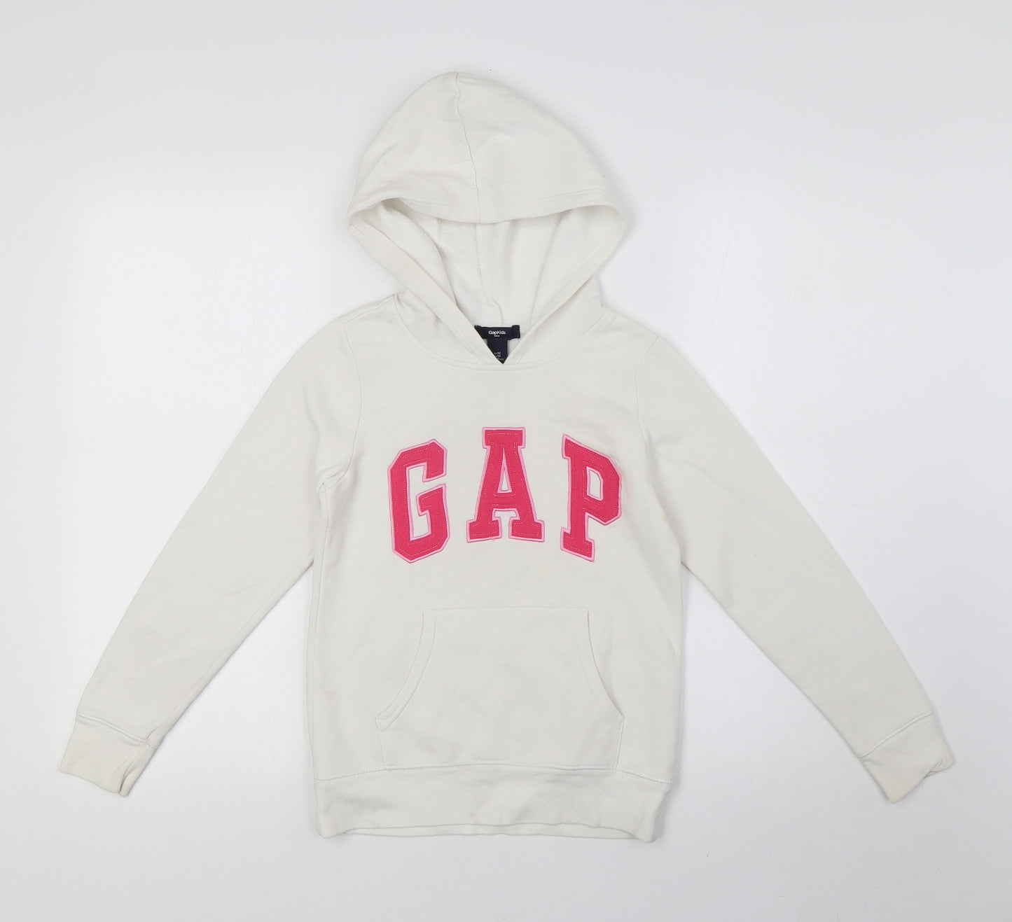 Gap Body Girls White Cotton Pullover Hoodie Size 8-9 Years Pullover