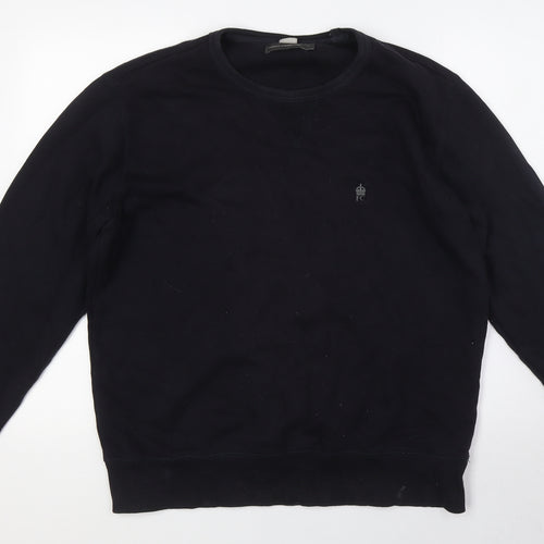 French Connection Mens Black Cotton Pullover Sweatshirt Size L