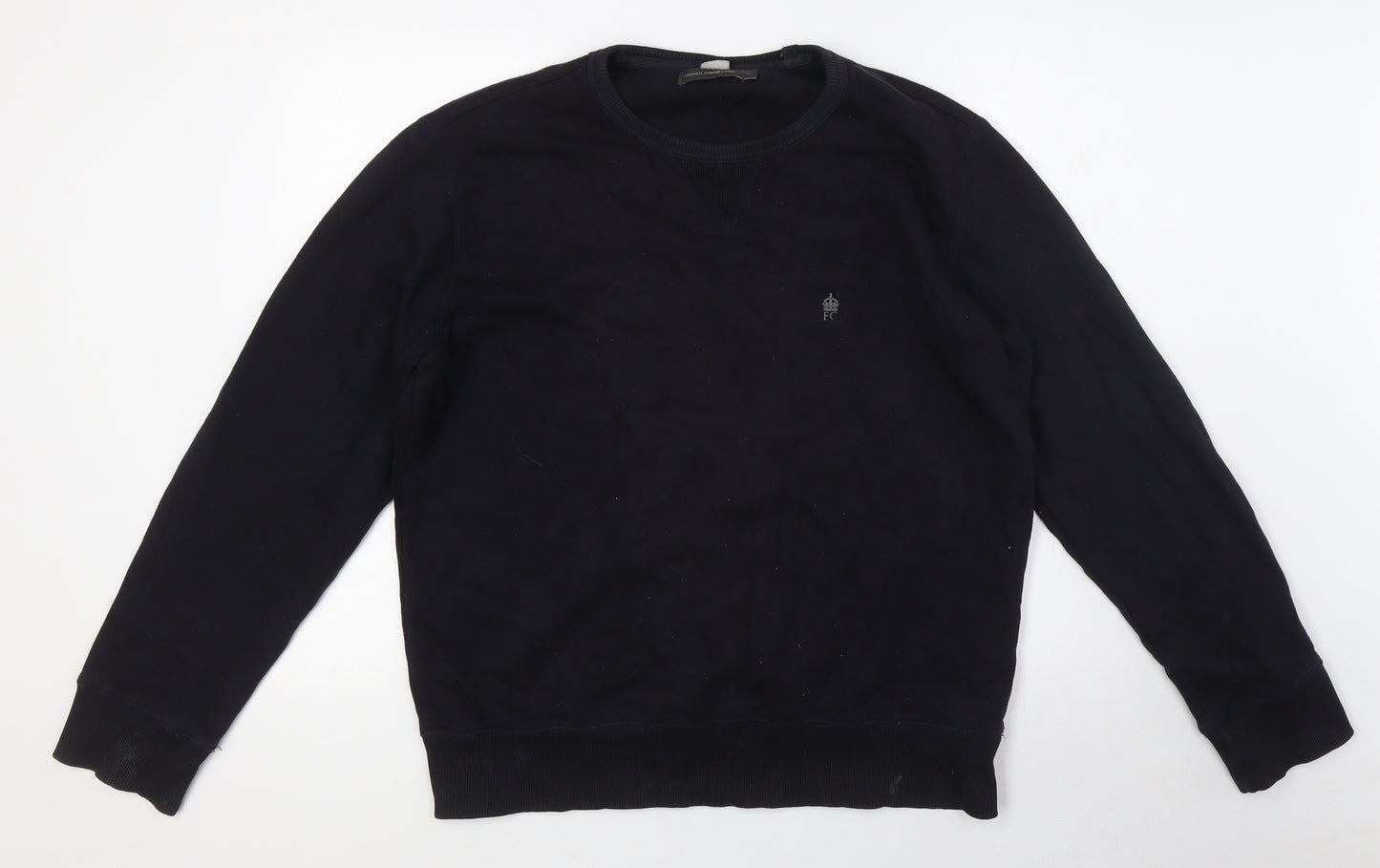 French Connection Mens Black Cotton Pullover Sweatshirt Size L