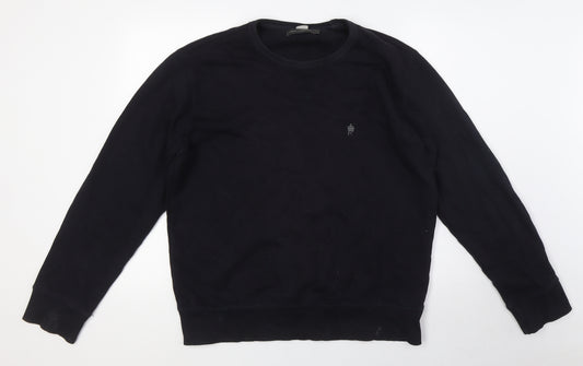 French Connection Mens Black Cotton Pullover Sweatshirt Size L