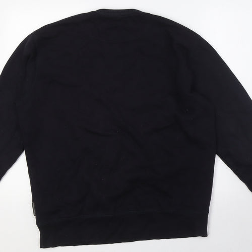 French Connection Mens Black Cotton Pullover Sweatshirt Size L