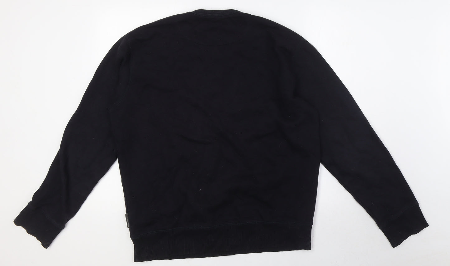 French Connection Mens Black Cotton Pullover Sweatshirt Size L