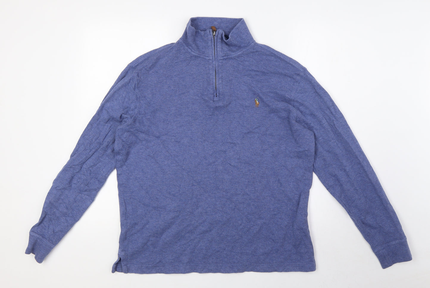 Polo Ralph Lauren Mens Blue Cotton Pullover Sweatshirt Size M - 1/4 Zip