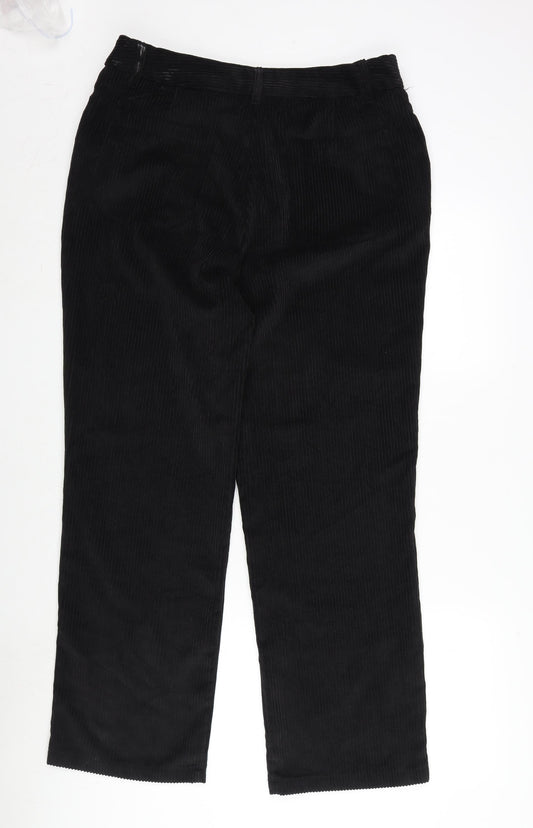 Topshop Womens Black Cotton Trousers Size 16 L31 in Regular Zip